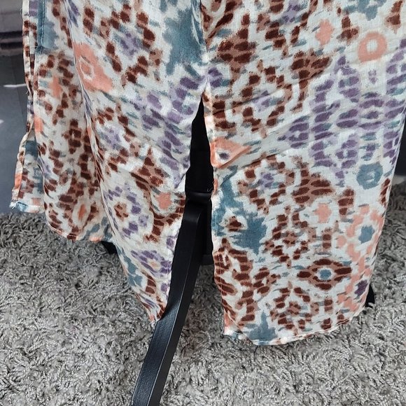 NWT SONOMA WATERCOLOR IKAT LONG KIMONO (BROWN MULTI / OS) - Picture 9 of 10